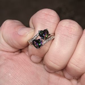 Mystic Fire Topaz Hearts Ring